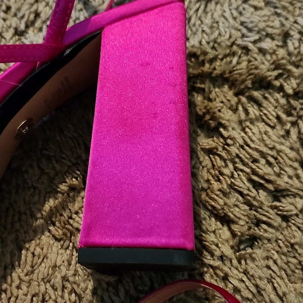 Zara Fuchsia Strappy platform heels Satin Sandals